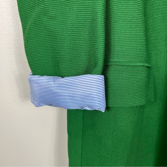 Zara Basic Outerwear One Button Closure Striped Green Blazer - Picture 6 of 9